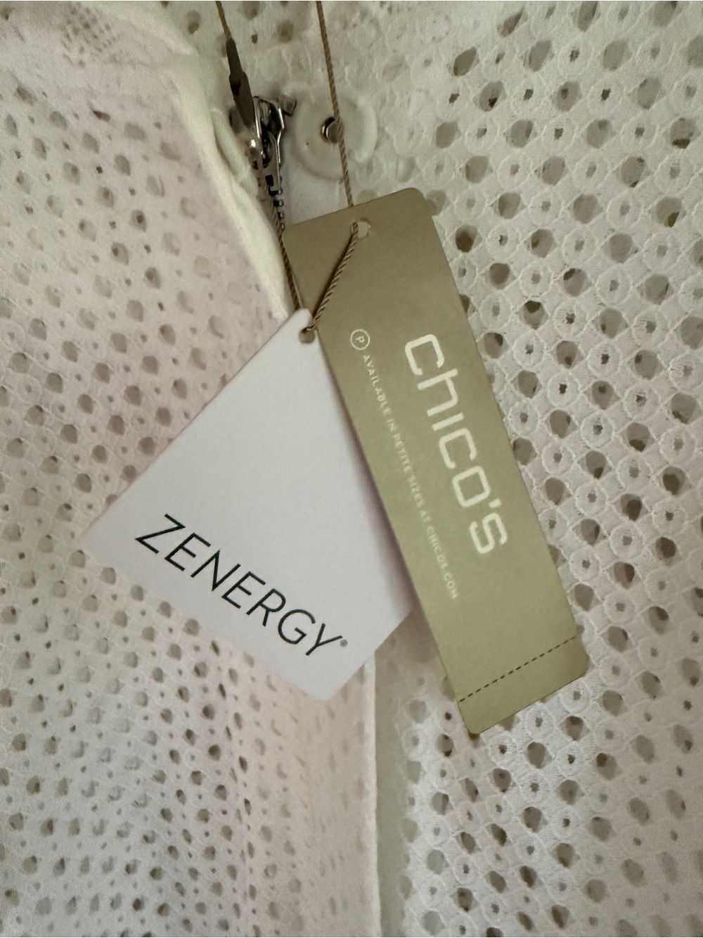 NWT Chico’s Zenergy Eyelet Hooded Anorak Jacket, Optic White, XXL/20; $129 - Picture 9 of 15